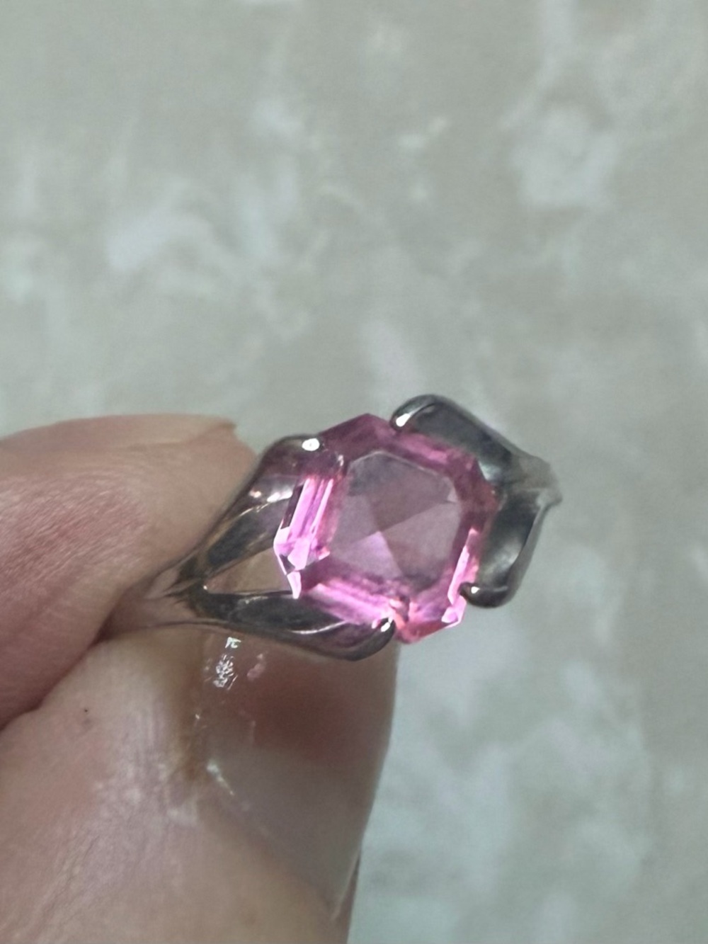 Sterling Silver Vintage 1960’s Pink Topaz Ring